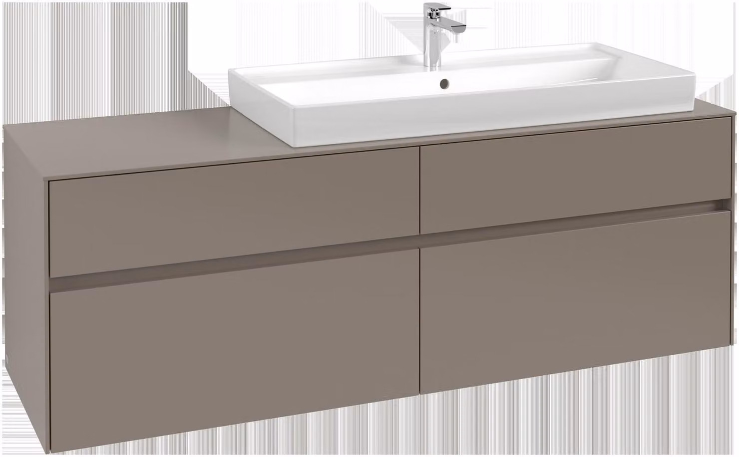 Villeroy & Boch Collaro Meuble sous-lavabo, lavabo à droite, 4 tiroirs, suspendu, avec éclairage, 1600x548x500mm, C030B0AB, C030B0AB