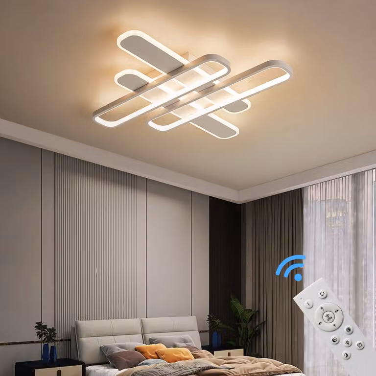 Plafoniera LED Plafoniera SX8753-4W struttura in metallo laccato bianco con telecomando Colore luce/luminosità regolabile dimmerabile Plafoniera LED per camera da letto
