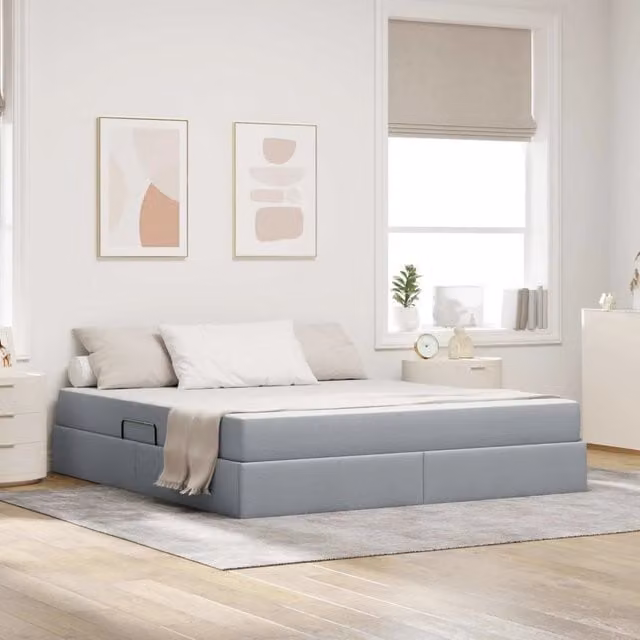 Letto con contenitore e materasso vidaXL moderno in tessuto grigio L: 160 cm, P: 200 cm, H: 204 cm – 1