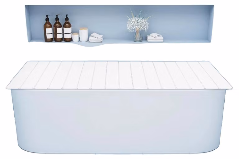 Copertura per vasca da bagno, realizzata in PVC, dimensioni 170x70 cm, portata massima 5 kg, peso 3,3 kg, design moderno
