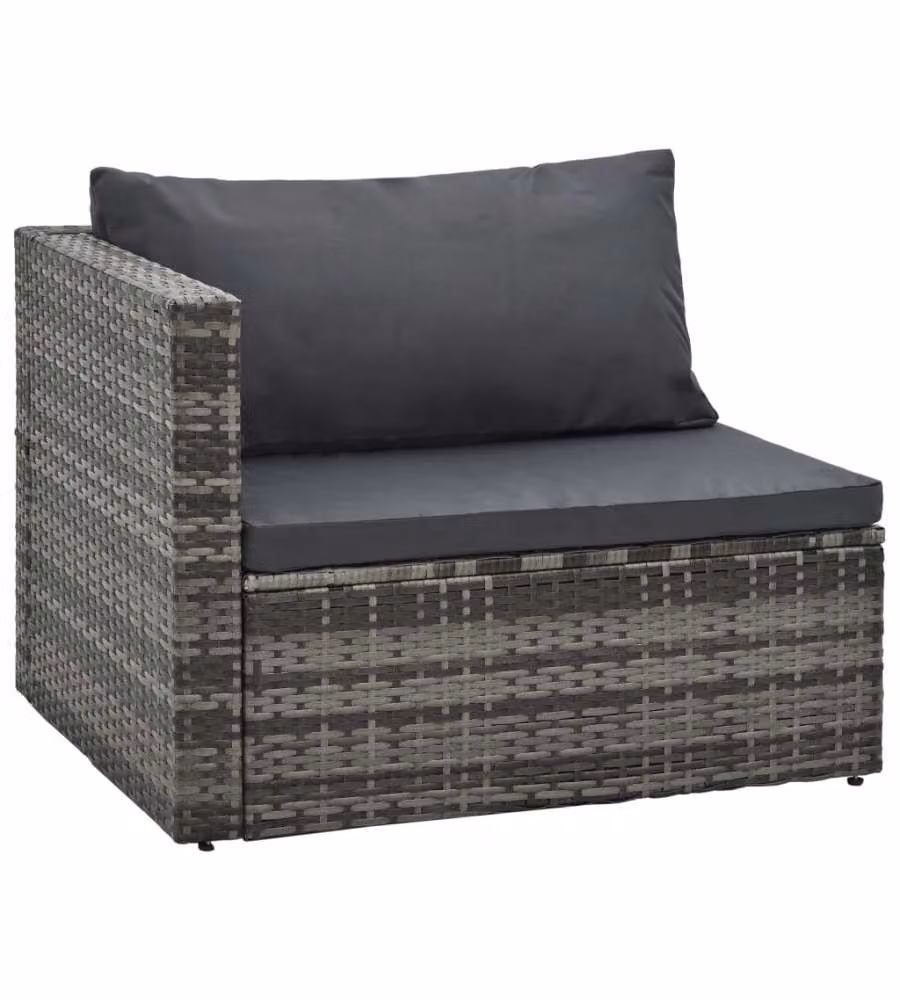 Set Divani da Giardino vidaXL 5 Pezzi a Forma di L con Tavolino e Cuscini Grigio – 2