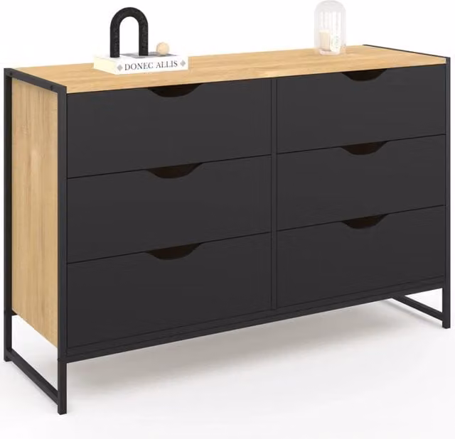 IDMarket - BOSTON Arcón de 6 cajones 115 cm diseño industrial