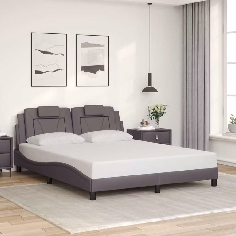 Giroletto Viana vidaXL in similpelle grigio, L/P/H: 160 x 200 cm