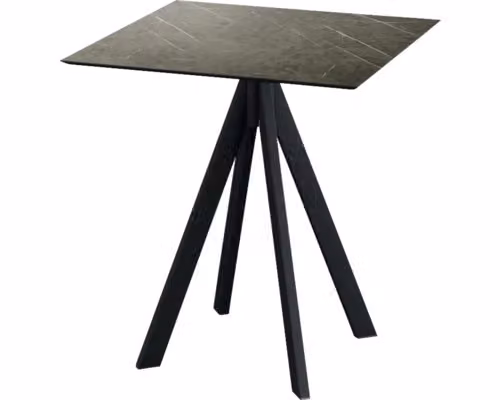 Infinity - Tavolo da giardino, struttura nera + piano in HPL effetto marmo Midnight, 70x70 cm, 1 pezzo