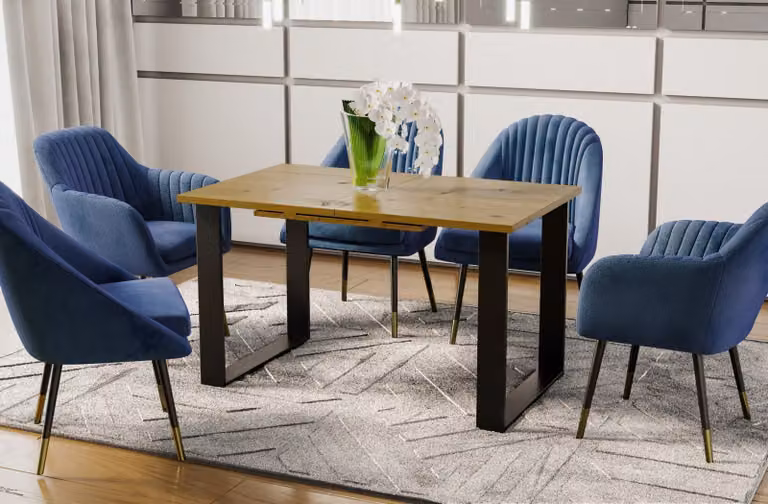 Endo-Möbel tavolo da pranzo Cora 130cm - 210cm tavolo da corsa allungabile tavolo da cucina in metallo (rovere Artisan)