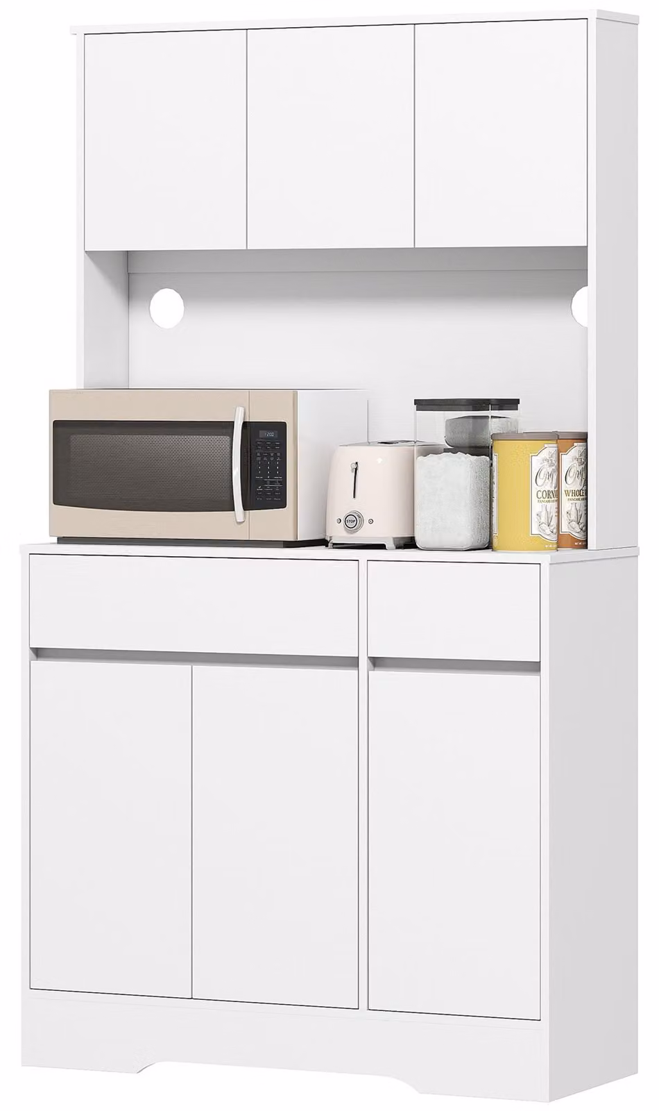 Mobile da cucina, 6 ante, piano di lavoro aperto e ripiani interni regolabili | Colore: Bianco | Dimensioni: 100x38x180 cm