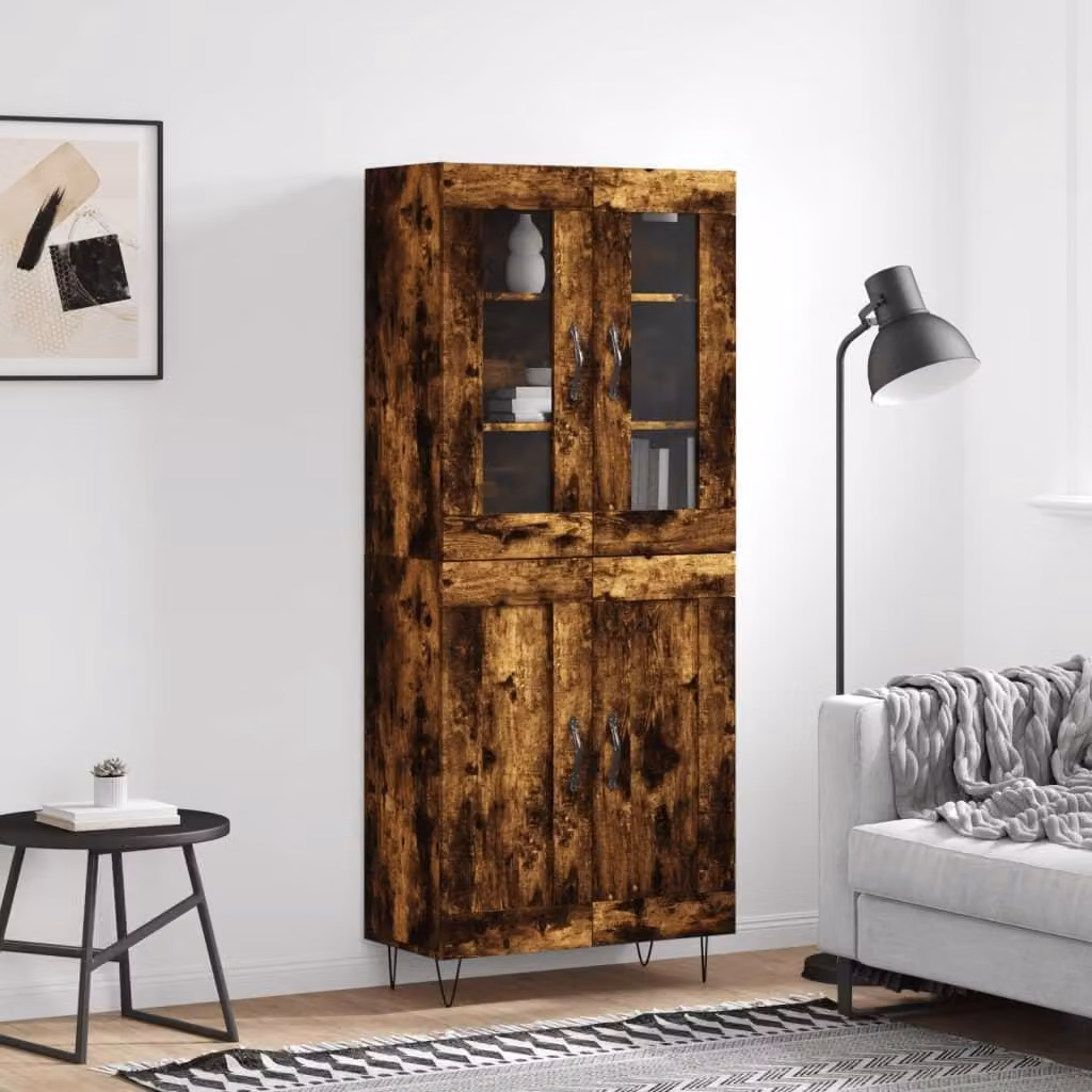 vidaXL Credenza rovere affumicato 69,5x34x180 cm materiale a base di legno
