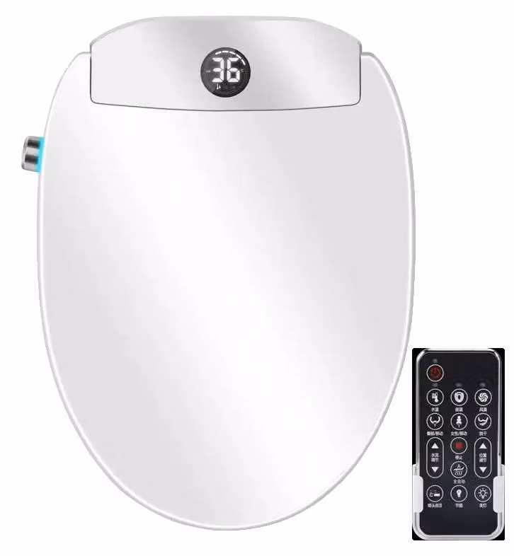 Sedile per bidet intelligente, realizzato in materiale plastico, compatibile con dimensioni da 510 mm, alimentazione a corrente alternata, funzione di riscaldamento rapido dell'acqua, certificazioni CE e RoHS
