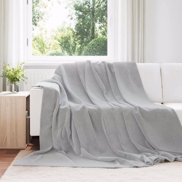 Set di 6 coperte in pile vidaXL grigie, L 240 cm x P 270 cm