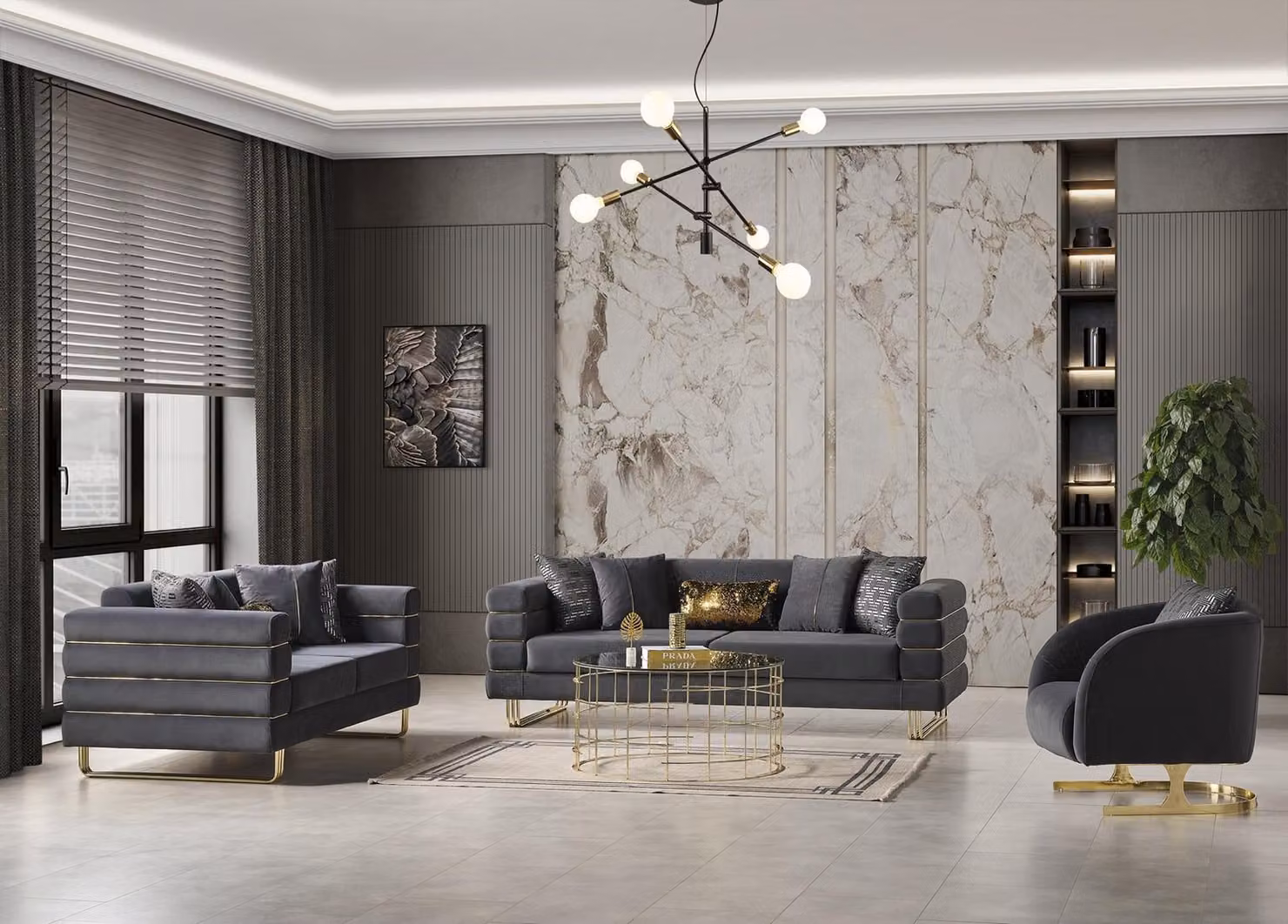 Modern Grau Sofagarnitur 3 3 1 Sitzer Set Design Sofa Polster Couchen Couch