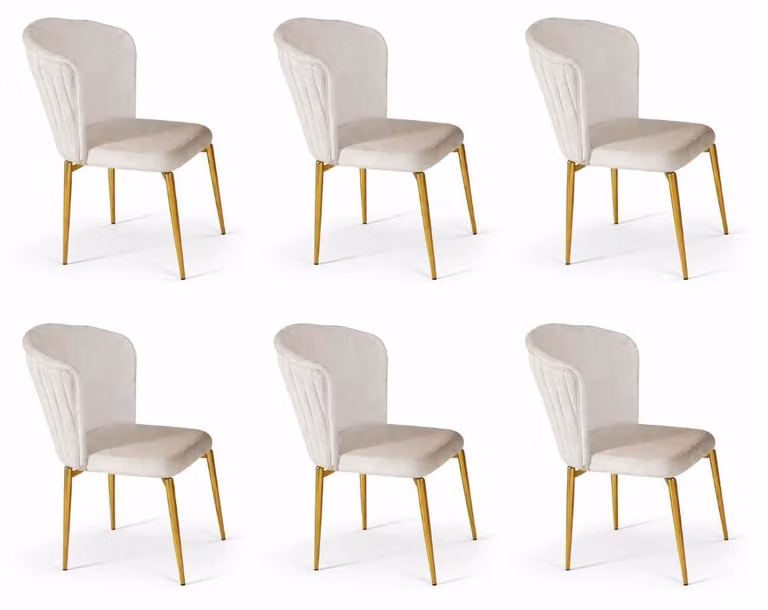 6 sedie, stile moderno, colore bianco, nuove, ideali per la sala da pranzo, comode, versatili e imbottite
