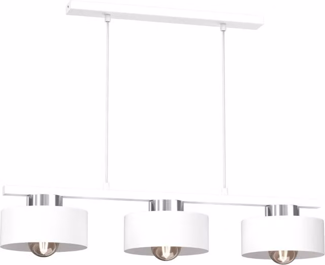 Lampada a sospensione a barra Luminex in metallo bianco e cromo con 3 portalampada E27