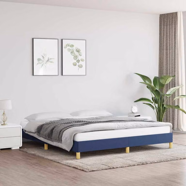 vidaXL Giroletto in tessuto blu con doghe in legno L: 180 cm, P: 200 cm, H: 23 cm