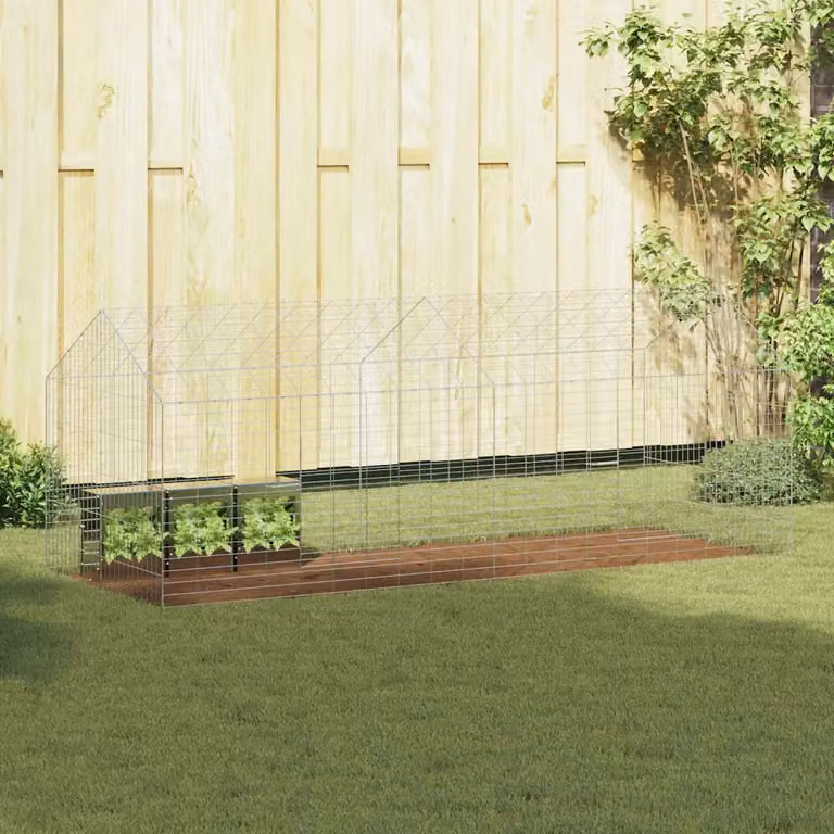 Gabbia per conigli vidaXL in acciaio zincato argento L 200 cm x P 78 cm x H 78 cm