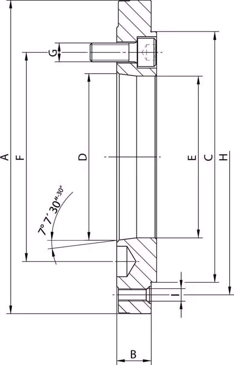 RÖHM Flangia flutter KP ISO K5/702-1 AD140X24 ZA95 LKR120 6XM8 FD79,6