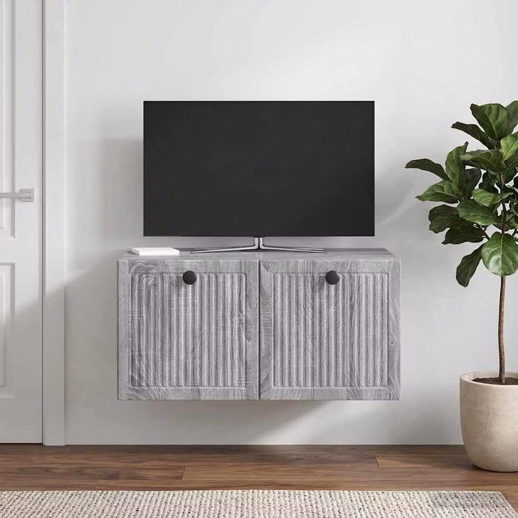 vidaXL Mobile Porta TV da Muro Moderno Grigio, L: 59,5 cm, P: 41 cm, H: 30 cm