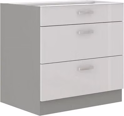 Mobile cucina con cassetto inferiore 80 cm GENJI - grigio / bianco lucido