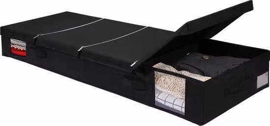 Contenitore da letto con coperchio, 120x41x15 cm, apribile, organizer per coperte e vestiti