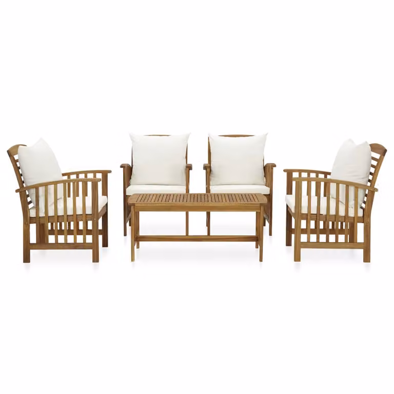 Set Divani da Giardino 5 pz con Cuscini in Massello di Acacia