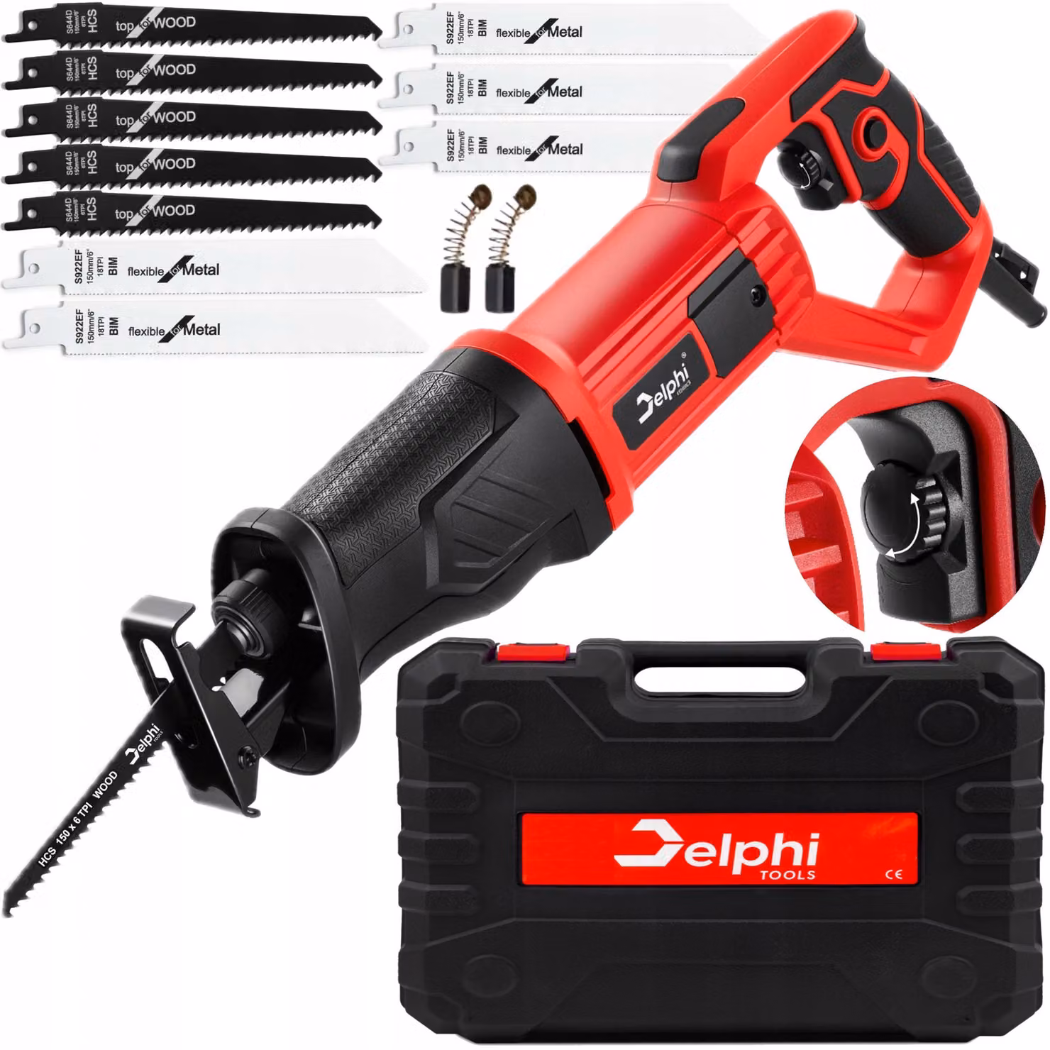 Delphi - Sega a gattuccio - Sega elettrica - Sega alternativa - Sega a gattuccio a batteria - 750 W - Corsa 20 mm