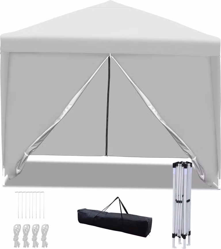 Gazebo pieghevole Izrielar 3x3 m impermeabile con borsa, gazebo pieghevole per giardino e outdoor, bianco