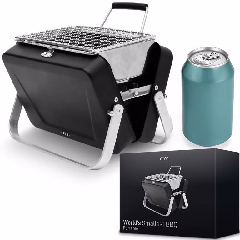 Griglia portatile mini - Acciaio inossidabile - 18 x 6 x 15,5 cm - Per parco, spiaggia e picnic