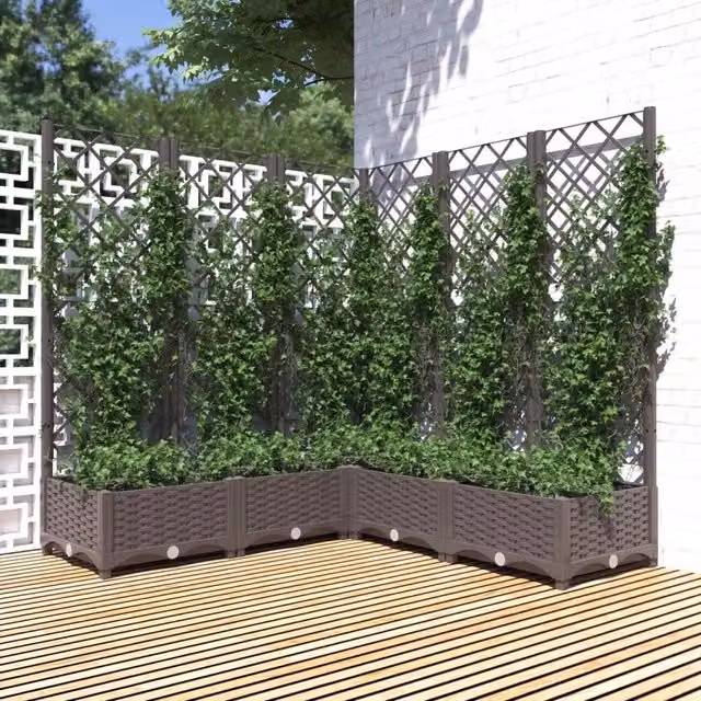 Fioriera da giardino con graticcio Design Mania marrone in plastica L/P/H: 120 x 120 x 121,5 cm – 1
