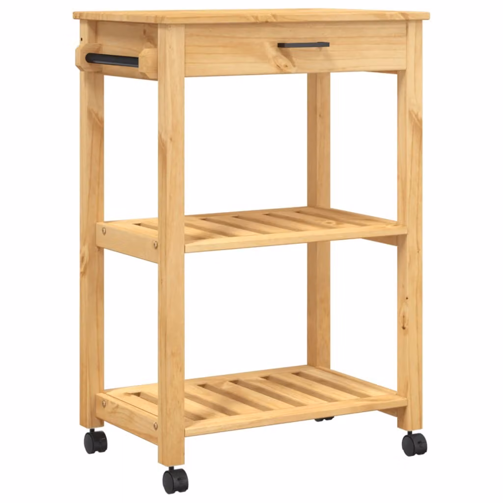 Carrello da Cucina MONZA 60x40x88,5 cm in Legno Massello di Pino