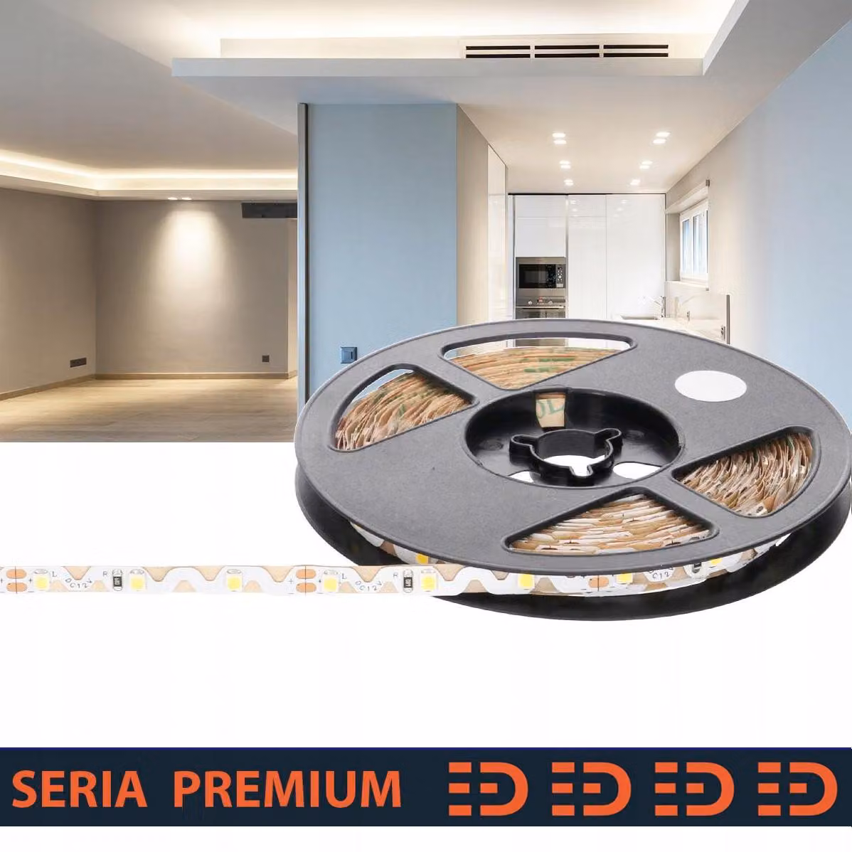 Striscia LED Prescot a forma di S, luce bianca neutra, 12V, rotolo da 5 metri