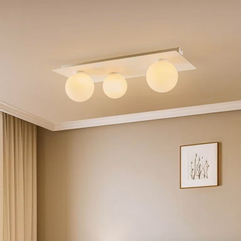 Plafoniera soffitto Firn SIGMA, dimmerabile, Bianco / Opale, Soggiorno / Sala da pranzo, Metallo, Moderno, Plafoniera