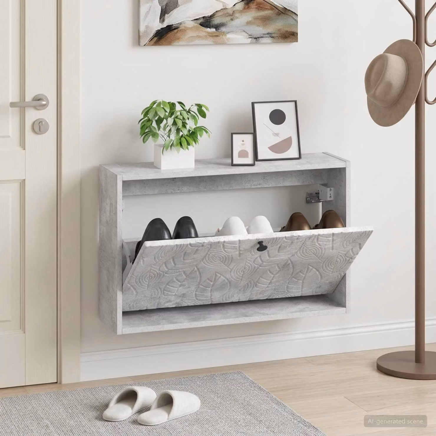 Mobiletto per scarpe da muro vidaXL DELFT moderno grigio L: 71 cm, P: 43 cm, H: 17 cm