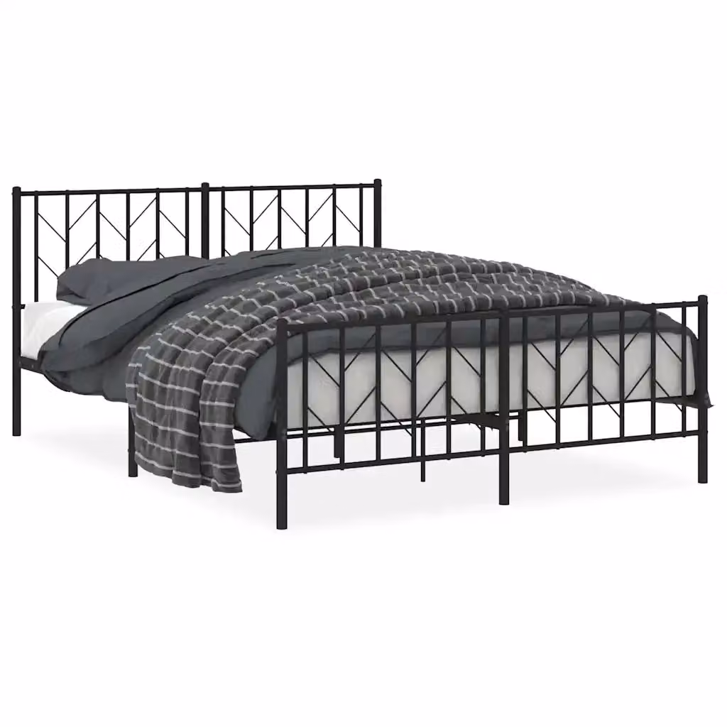Giroletto vidaXL con testiera e pediera in metallo nero L/P/H: 150 x 200 cm – 2