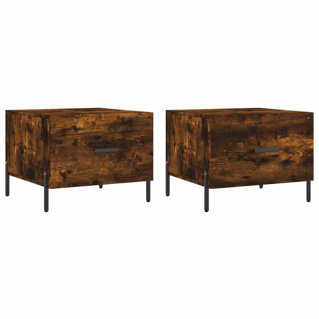 Tavolini Salotto 2 pz Rovere Fumo 50x50x40cm Legno Multistrato
