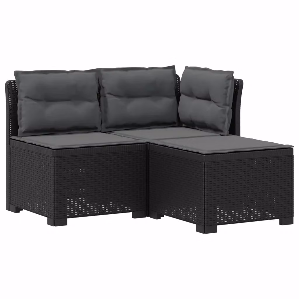 Divano da giardino a 3 posti vidaXL con cuscini in look rattan grigio antracite e coperture rimovibili – 2