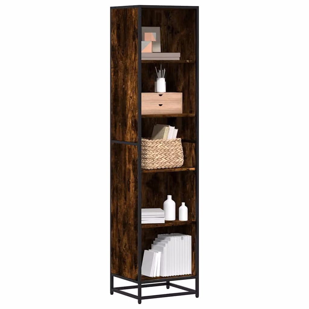 Libreria moderna vidaXL in legno e metallo, colore marrone, L 40 cm, P 35 cm, H 170,5 cm