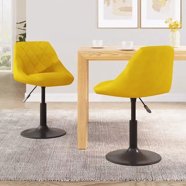 Sedie da Pranzo Girevoli 2 pz Giallo Senape in Velluto 335334