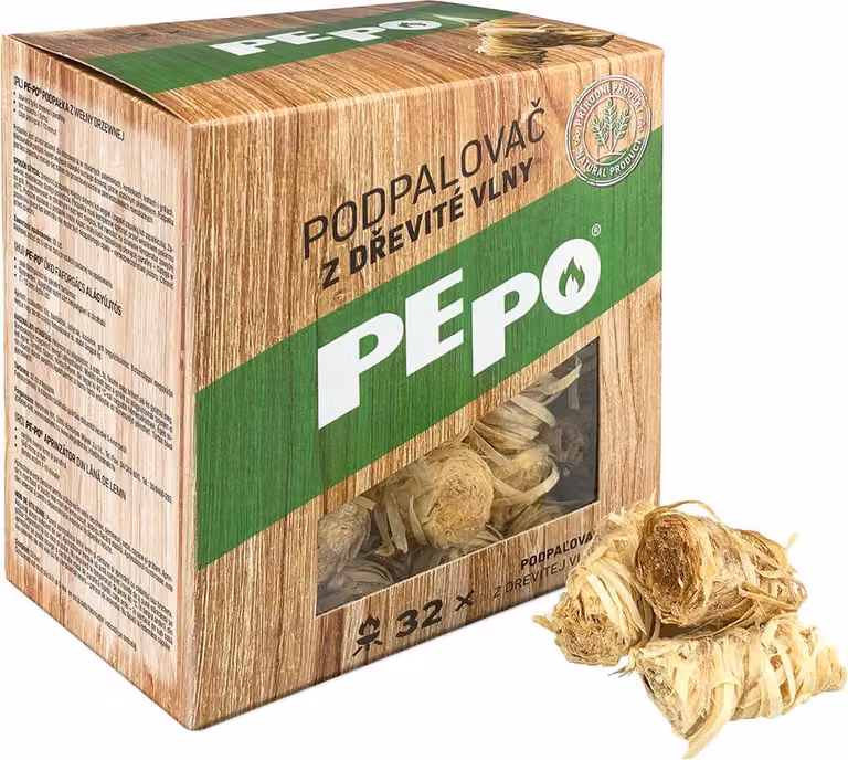 Accendifuoco PE-PO® in lana di legno, 32 pz, per barbecue, stufe, caminetti, forni