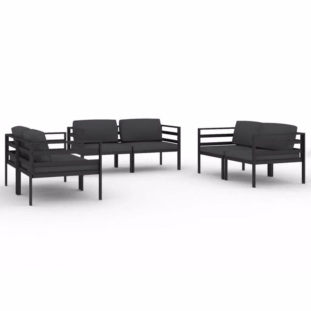 vidaXL Set di Divani da Giardino Moderno 6 Pezzi con Cuscini in Alluminio Antracite e Tessuto Resistente ai Raggi UV – 2