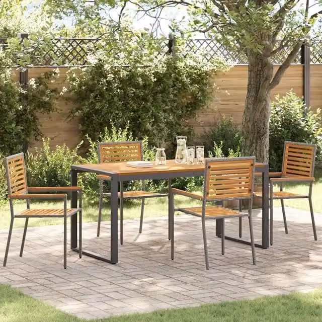 Set da Pranzo per Giardino 5 pz Grigio e Marrone polyrattan 3365476