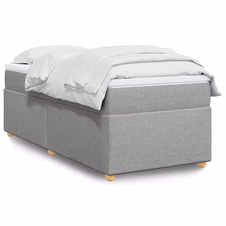 vidaXL Giroletto a Molle Ibrido con Materasso in Tessuto Grigio e Bianco L/P/H: 90 x 200 cm
