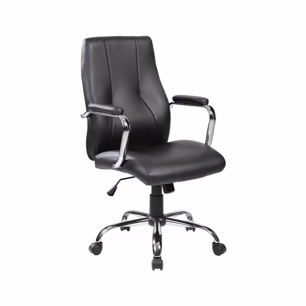 Sedia da ufficio Yuki DMORA, poltrona direzionale ergonomica con braccioli in ecopelle nera, L: 64 cm, P: 58 cm, H: 101/111 cm – 2