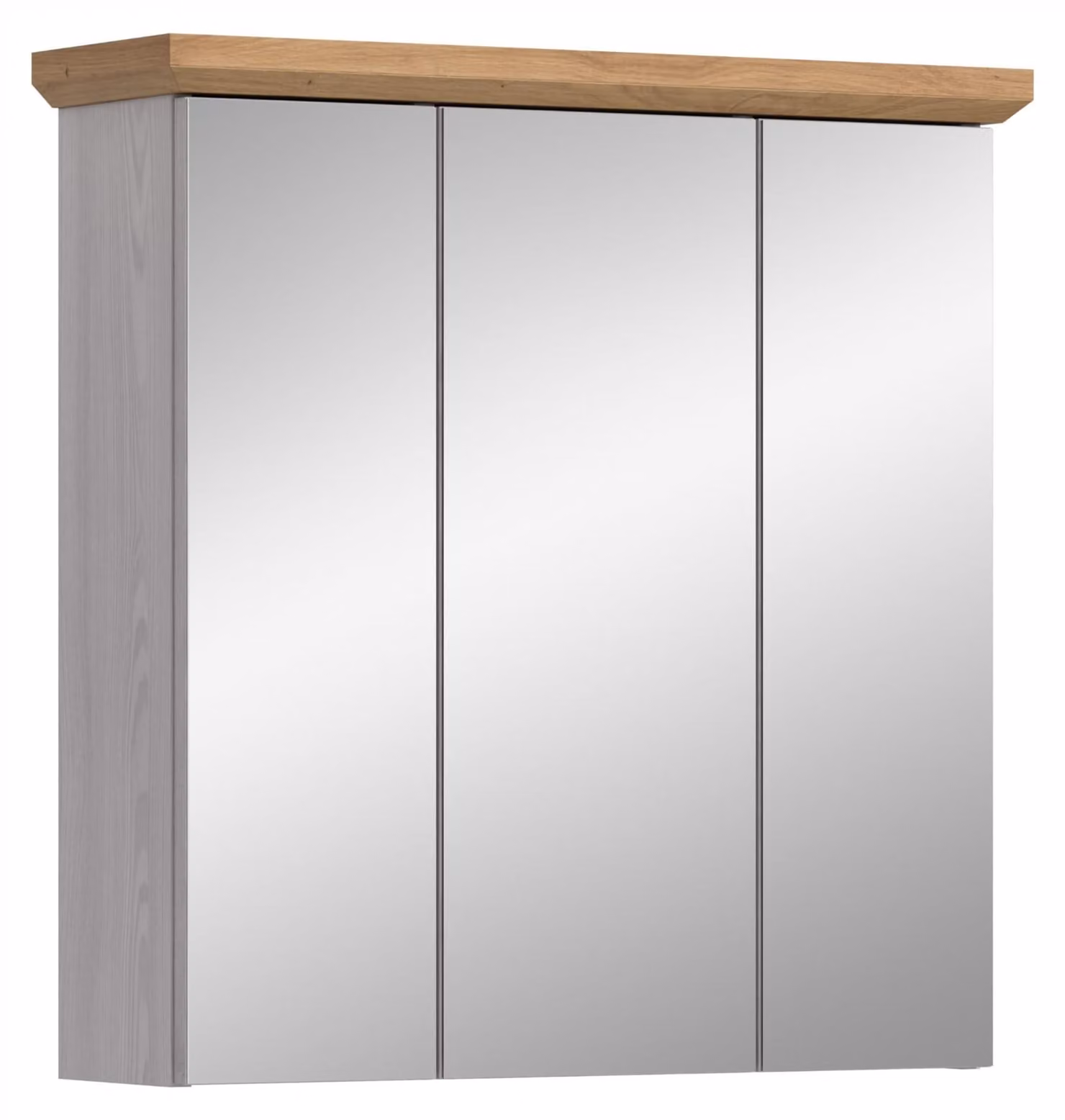 Specchio da bagno Verona, 69x71x21 cm, finitura Sibiu larice/rovere "Artisan", 3 ante, 6 ripiani