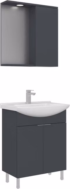 Set mobile lavabo con specchio (2 pezzi) "Purus 65" - 65 x 50 x 83 cm - Antracite opaco