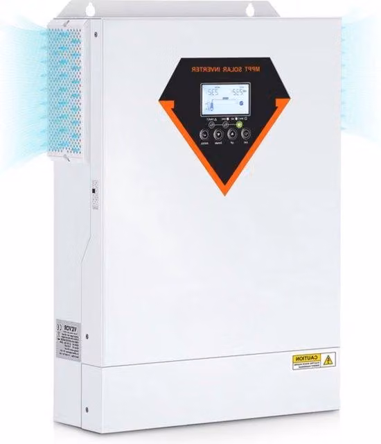 Inverter solare ibrido da 5500W, onda sinusoidale pura, funzionamento autonomo (off-grid), 230V AC, con regolatore di carica solare MPPT integrato da 100A, alimentazione ibrida/regolazione di carica solare