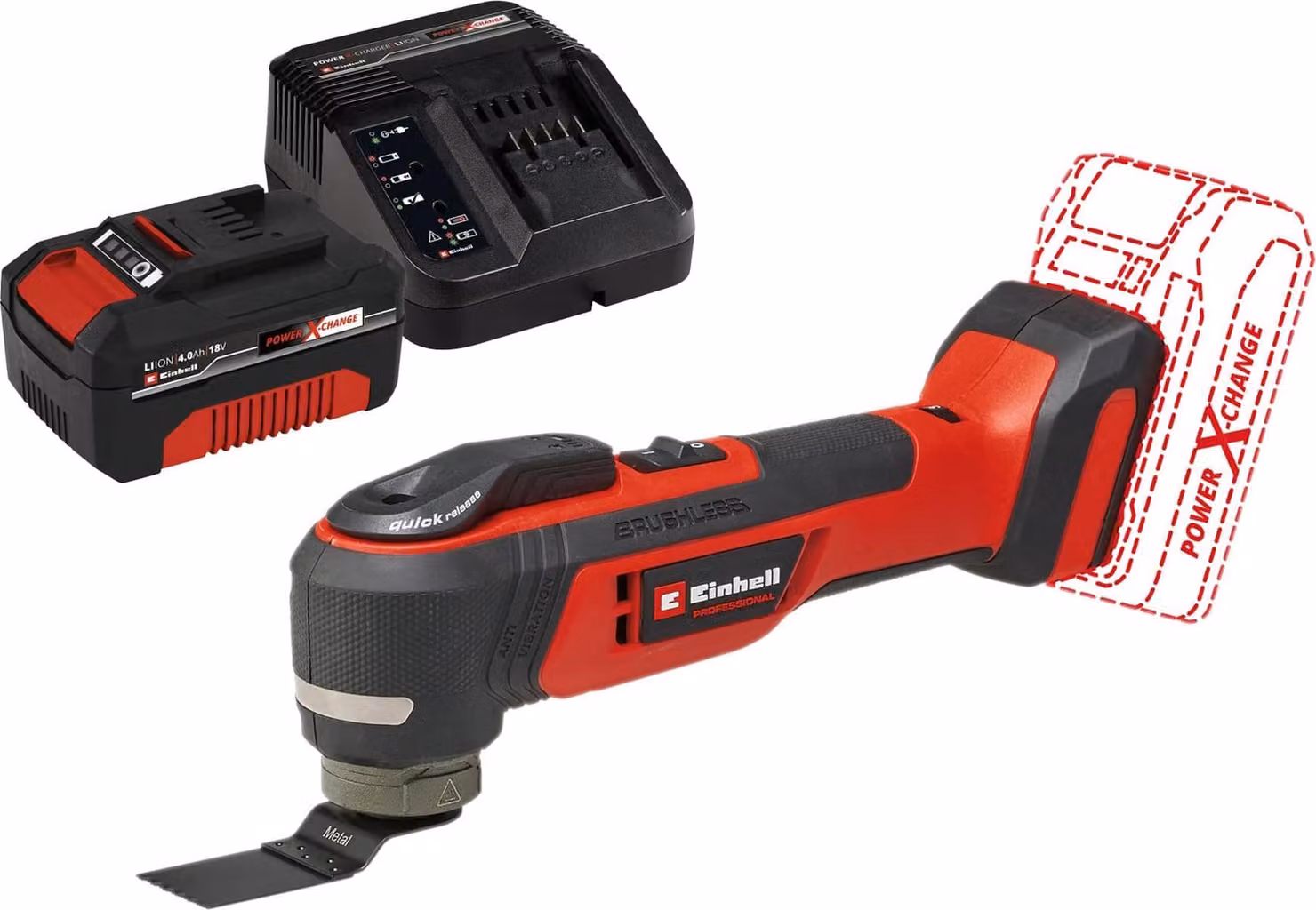 Utensile multifunzione a batteria EINHELL PROFESSIONAL TP-MG 18 Li BL Kit (1x 4,0 Ah)