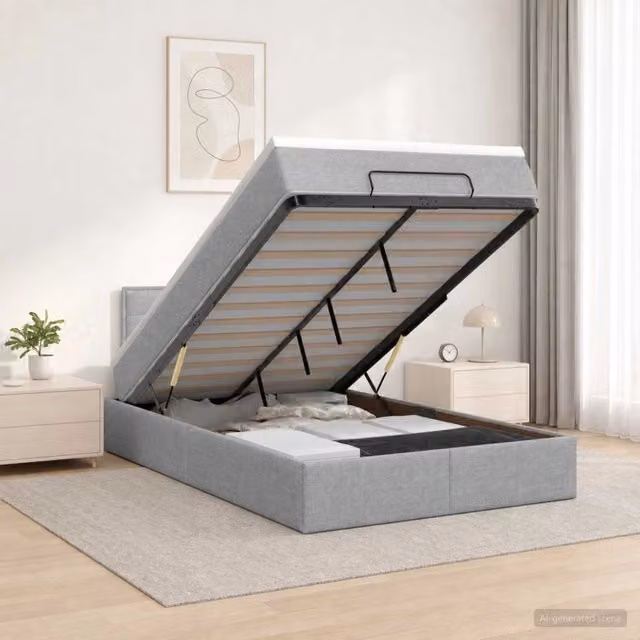 Letto ottomano con materasso vidaXL in tessuto grigio L/P/H: 120 x 200 x 88 cm