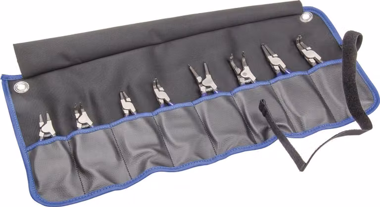 Set di pinze per anelli di sicurezza, 8 pezzi, 10 - 60 mm
