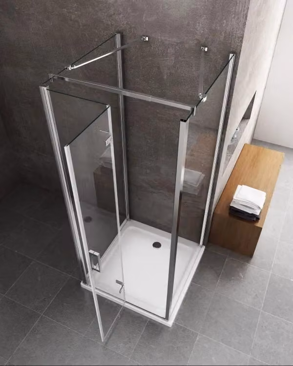 Box cabina doccia a 3 lati GIORGYSHOP a libro pieghevole a pacchetto, forma a U, vetro trasparente con trattamento anticalcare e finitura cromo, H 190 cm, L 72,5-75 cm + Porta 98,8-100,8 cm – 2