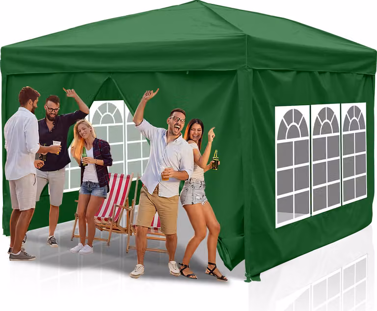 Clanmacy gazebo 3x3m, gazebo pieghevole da giardino, protezione UV, con pannelli laterali per giardino terrazza festa verde