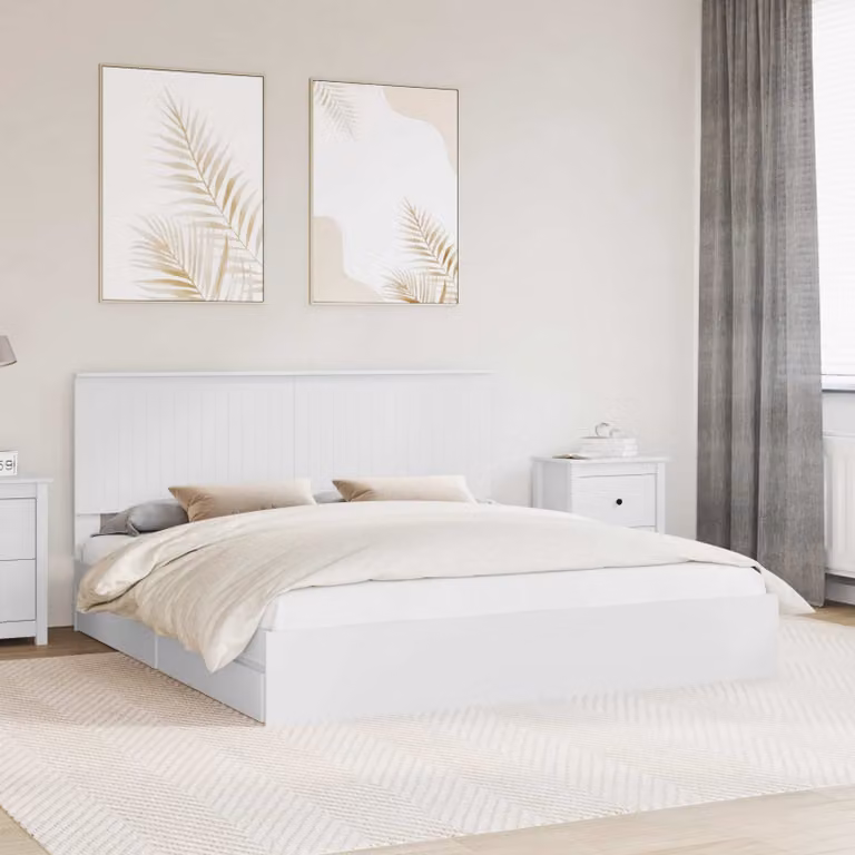 Letto con contenitore vidaXL in legno ingegnerizzato bianco 180 x 200 cm